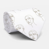 Minimal Female Face Line Pattern (1) Krawatte (Gerollt)