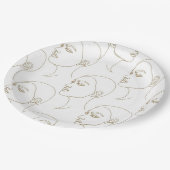 Minimal Female Face Line Pattern (1) Pappteller (Schrägansicht)