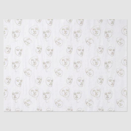 Minimal Female Face Line Pattern (1) Seidenpapier (Vorderseite)