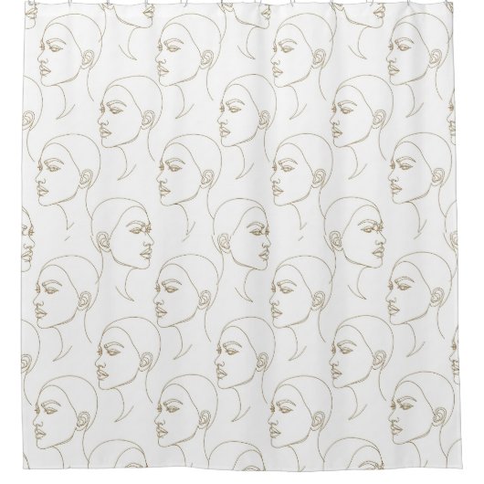Minimal Female Face Line Pattern (2) Duschvorhang (Vorderseite)