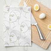 Minimal Female Face Line Pattern (2) Geschirrtuch (Viertel Falte)