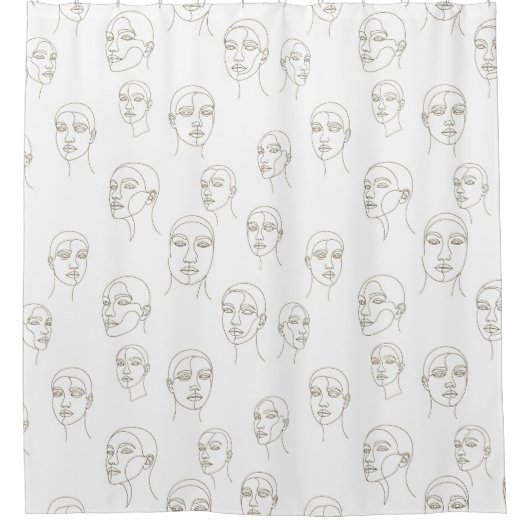 Minimal Female Face Line Pattern (3) Duschvorhang (Vorderseite)