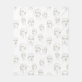 Minimal Female Face Line Pattern (3) Fleecedecke (Vorderseite)