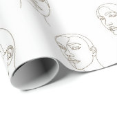 Minimal Female Face Line Pattern (3) Geschenkpapier (Rolleneckpunkt)