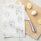 Minimal Female Face Line Pattern (3) Geschirrtuch (Viertel Falte)