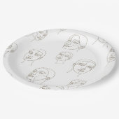 Minimal Female Face Line Pattern (3) Pappteller (Schrägansicht)