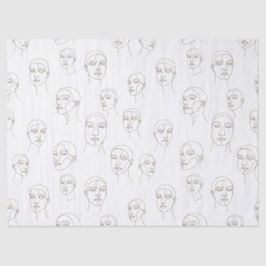 Minimal Female Face Line Pattern (3) Seidenpapier (Vorderseite)
