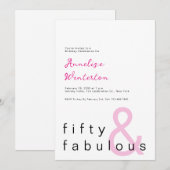 Minimal Fifty and Fabulous 50. Geburtstag Einladung (Vorne/Hinten)