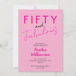 Minimal Fifty and Fabulous 50. Geburtstag Einladung
