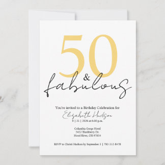 Minimal Fifty and Fabulous 50. Geburtstagsfeier Einladung