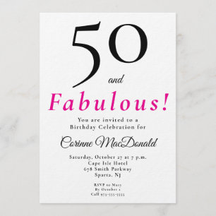 Minimal Fifty and Fabulous 50. Geburtstagsfeier Einladung