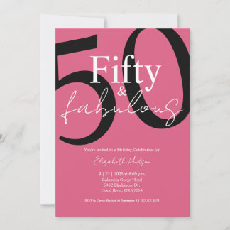 Minimal Fifty and Fabulous 50. Geburtstagsfeier Einladung