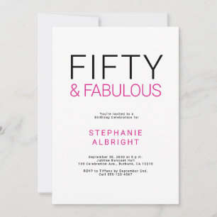 Minimal Fifty and Fabulous 50. Geburtstagsfeier Einladung