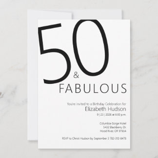 Minimal Fifty and Fabulous 50. Geburtstagsfeier Einladung