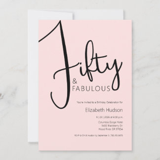 Minimal Fifty and Fabulous 50. Geburtstagsfeier Einladung