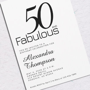 Minimal Fifty and Fabulous 50. Geburtstagsfeier Einladung