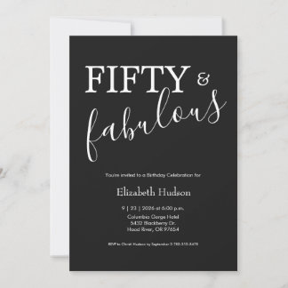 Minimal Fifty and Fabulous 50. Geburtstagsfeier Einladung