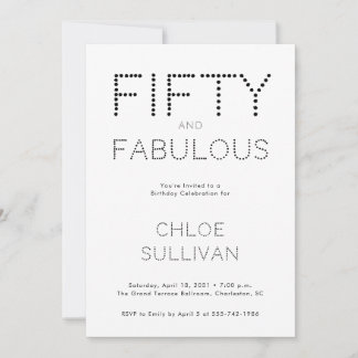Minimal Fifty and Fabulous 50. Geburtstagsfeier Einladung