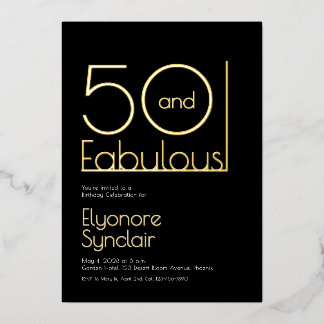 Minimal Fifty and Fabulous 50. Geburtstagsfeier Folieneinladung
