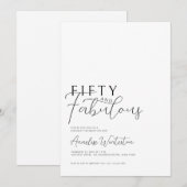 Minimal Fifty and Fabulous 50th Birthday Einladung (Vorne/Hinten)