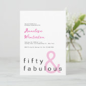 Minimal Fifty and Fabulous 50th Birthday Einladung (Stehend Vorderseite)