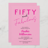 Minimal Fifty and Fabulous 50th Birthday  Einladung (Vorne/Hinten)