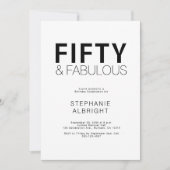 Minimal Fifty and Fabulous 50th Birthday Party Einladung (Vorderseite)