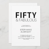 Minimal Fifty and Fabulous 50th Birthday Party Einladung (Vorne/Hinten)