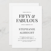 Minimal Fifty and Fabulous 50th Birthday Party Einladung (Vorne/Hinten)