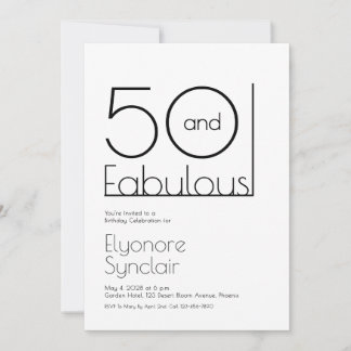Minimal Fifty and Fabulous 50th Birthday Party Einladung