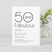 Minimal Fifty and Fabulous 50th Birthday Party Einladung (Stehend Vorderseite)