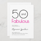 Minimal Fifty and Fabulous 50th Birthday Party Einladung (Vorne/Hinten)