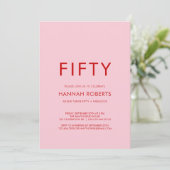 Minimal Fifty and Fabulous 50th Birthday Party Einladung (Stehend Vorderseite)