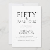 Minimal Fifty and Fabulous 50th Birthday Party  Einladung (Vorderseite)