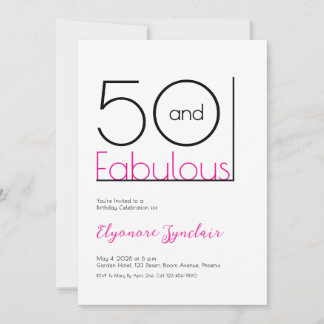 Minimal Fifty and Fabulous 50th Birthday Party Einladung
