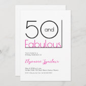 Minimal Fifty and Fabulous 50th Birthday Party Einladung (Vorne/Hinten)