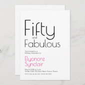 Minimal Fifty and Fabulous 50th Birthday Party Einladung (Vorne/Hinten)