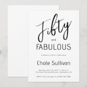 Minimal Fifty and Fabulous 50th Birthday Party Einladung (Vorne/Hinten)