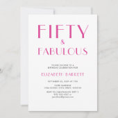 Minimal Fifty and Fabulous 50th Birthday Party Einladung (Vorderseite)