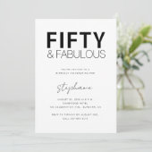 Minimal Fifty and Fabulous 50th Birthday Party Einladung (Stehend Vorderseite)