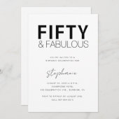 Minimal Fifty and Fabulous 50th Birthday Party Einladung (Vorne/Hinten)