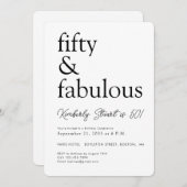 Minimal Fifty and Fabulous 50th Birthday Party Einladung (Vorne/Hinten)