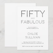 Minimal Fifty and Fabulous 50th Birthday Party Einladung (Vorne/Hinten)