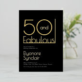 Minimal Fifty and Fabulous 50th Birthday Party Folieneinladung (Stehend vorne)