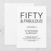 Minimal Fifty and Fabulous 50th Birthday Party Inv Einladung (Vorne/Hinten)