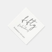 Minimal Fifty and Fabulous 50th Script Birthday Serviette (Ecke)