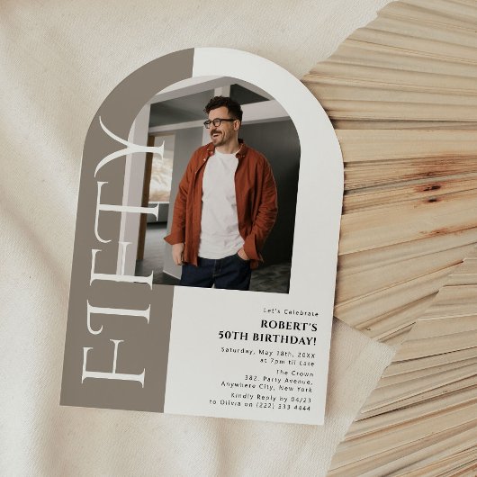 Minimal FIFTY Arch Foto 50. Geburtstag Einladung