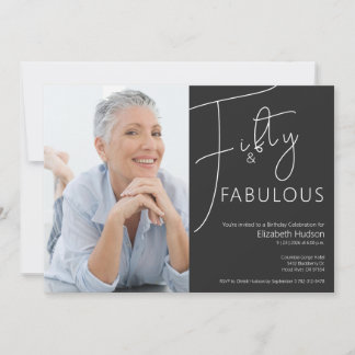 Minimal Fifty & Fabulous Foto 50. Geburtstagsfeier Einladung