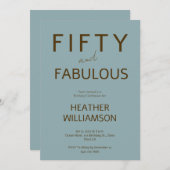 Minimal Fifty und Fabulous 50. Geburtstag Einladung (Vorne/Hinten)