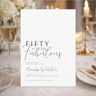 Minimal Fifty und Fabulous 50. Geburtstag Einladung